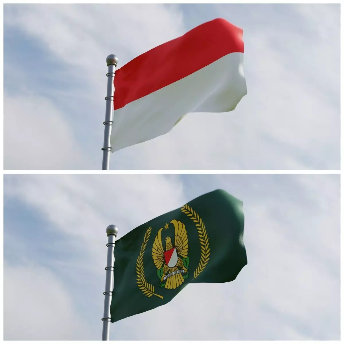 Animated Indonesia Flags 3D model_0