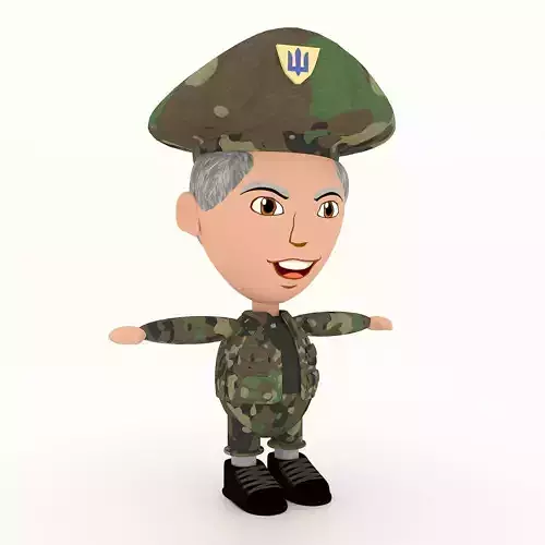 Man soldier game ready character Low-poly 3D model
