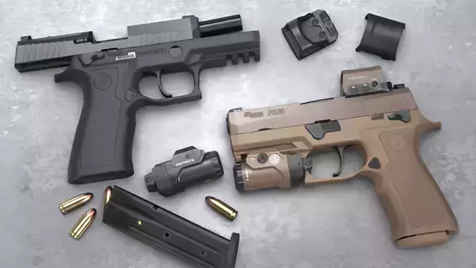 SIG Sauer P320 XCarry Pro - ADF Handgun Pack - Game Asset Low-poly 3D model