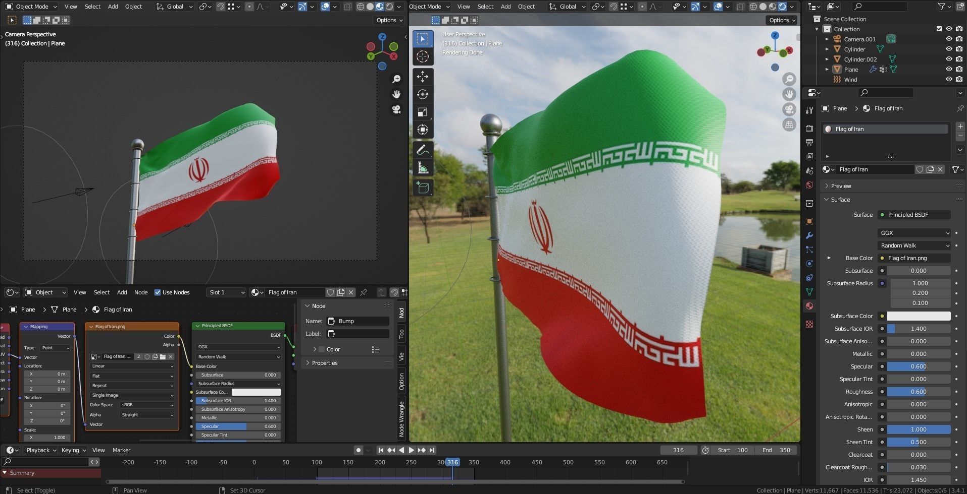 Animated Iran Flags  3D model_3