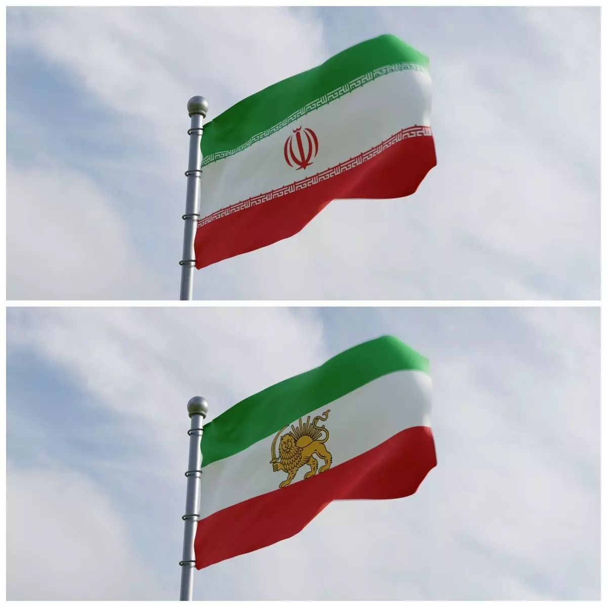 Animated Iran Flags  3D model_0