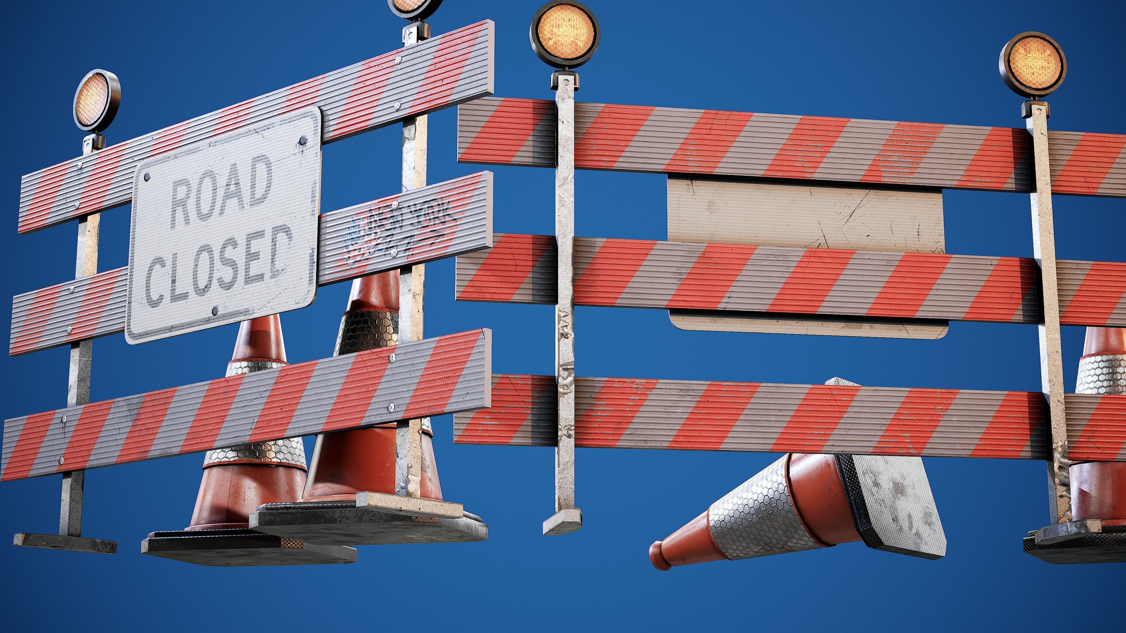 Traffic Barriers - PBR Game Ready Props Low-poly 3D model_3