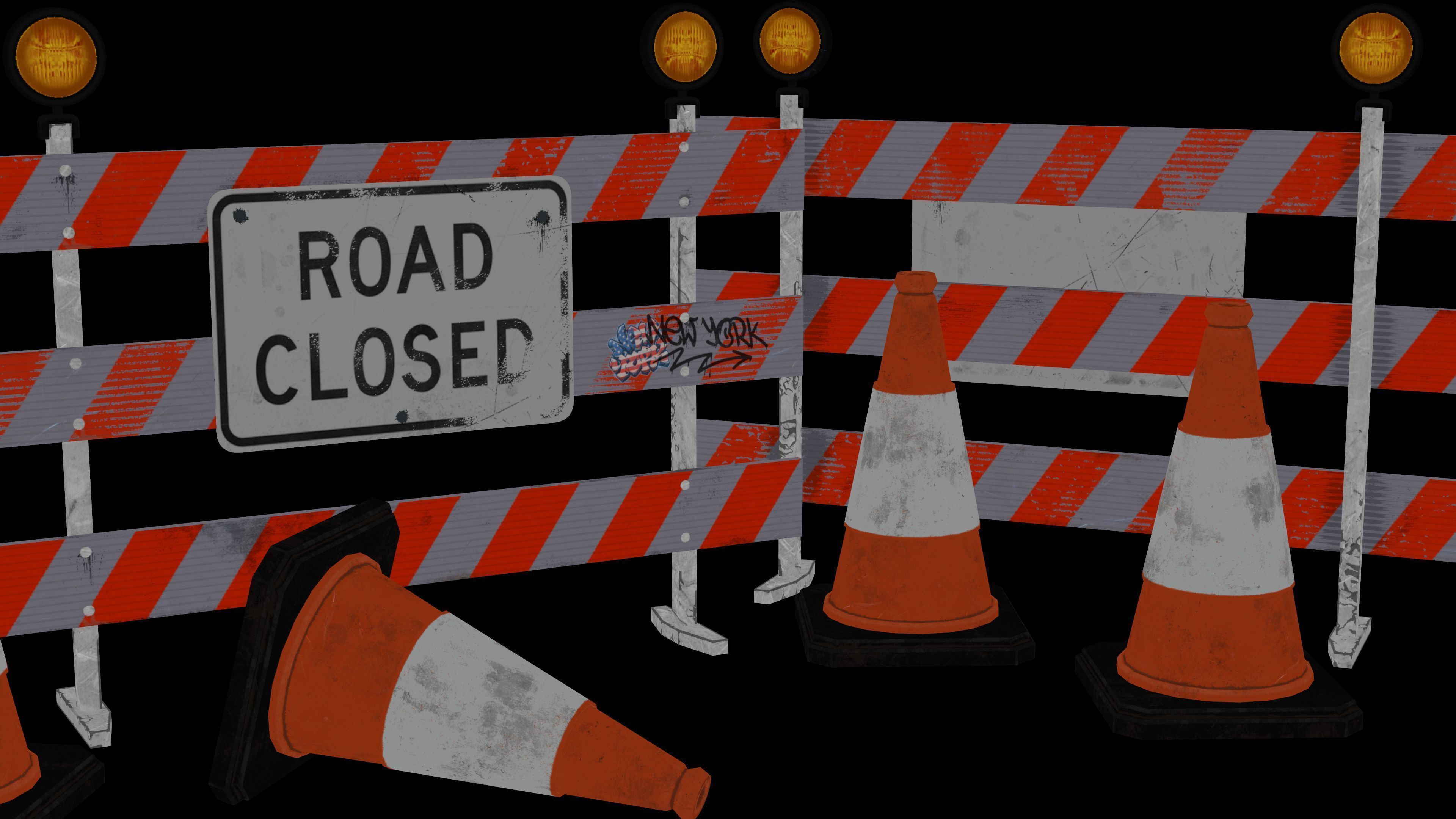 Traffic Barriers - PBR Game Ready Props Low-poly 3D model_6