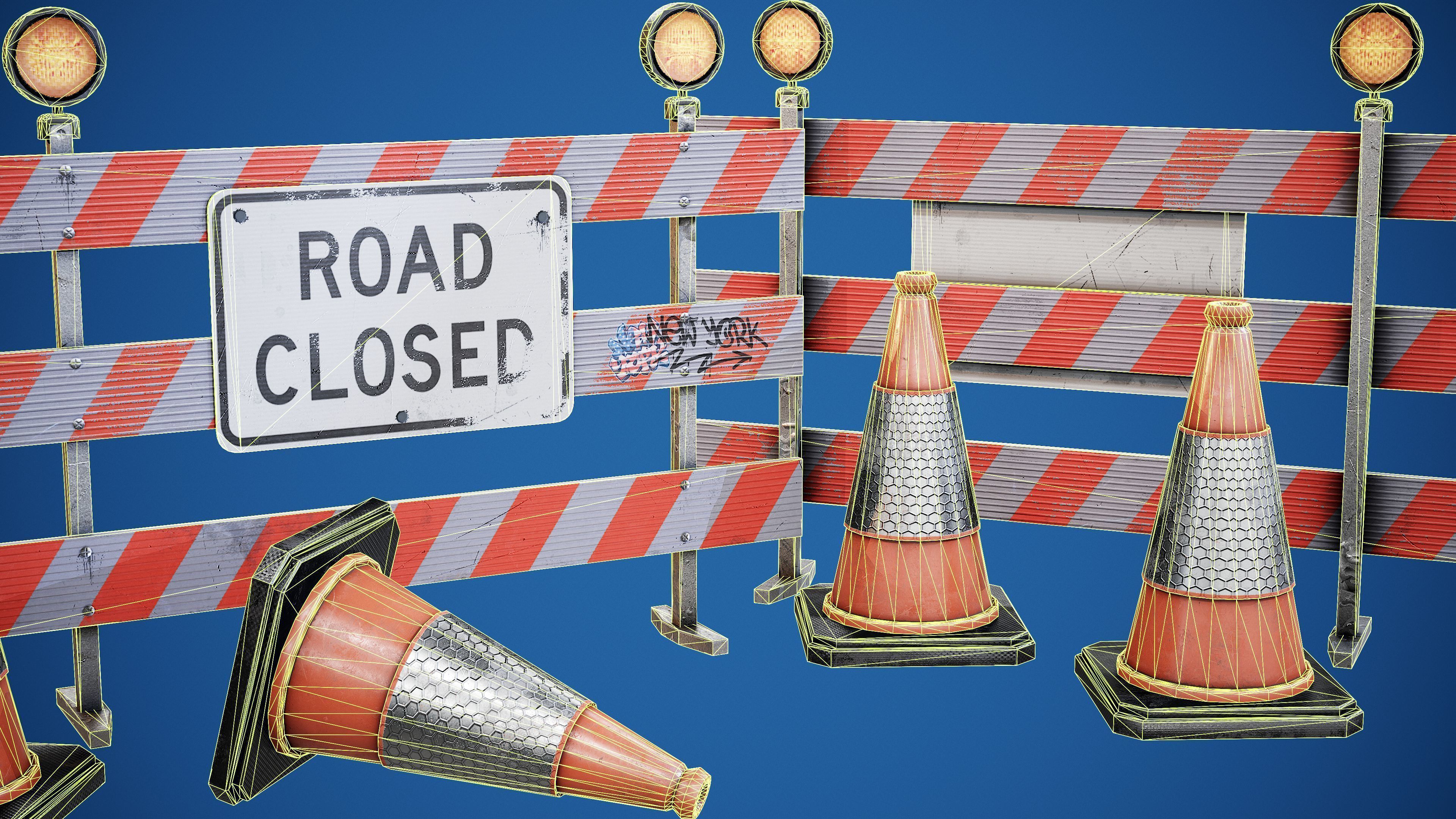 Traffic Barriers - PBR Game Ready Props Low-poly 3D model_2