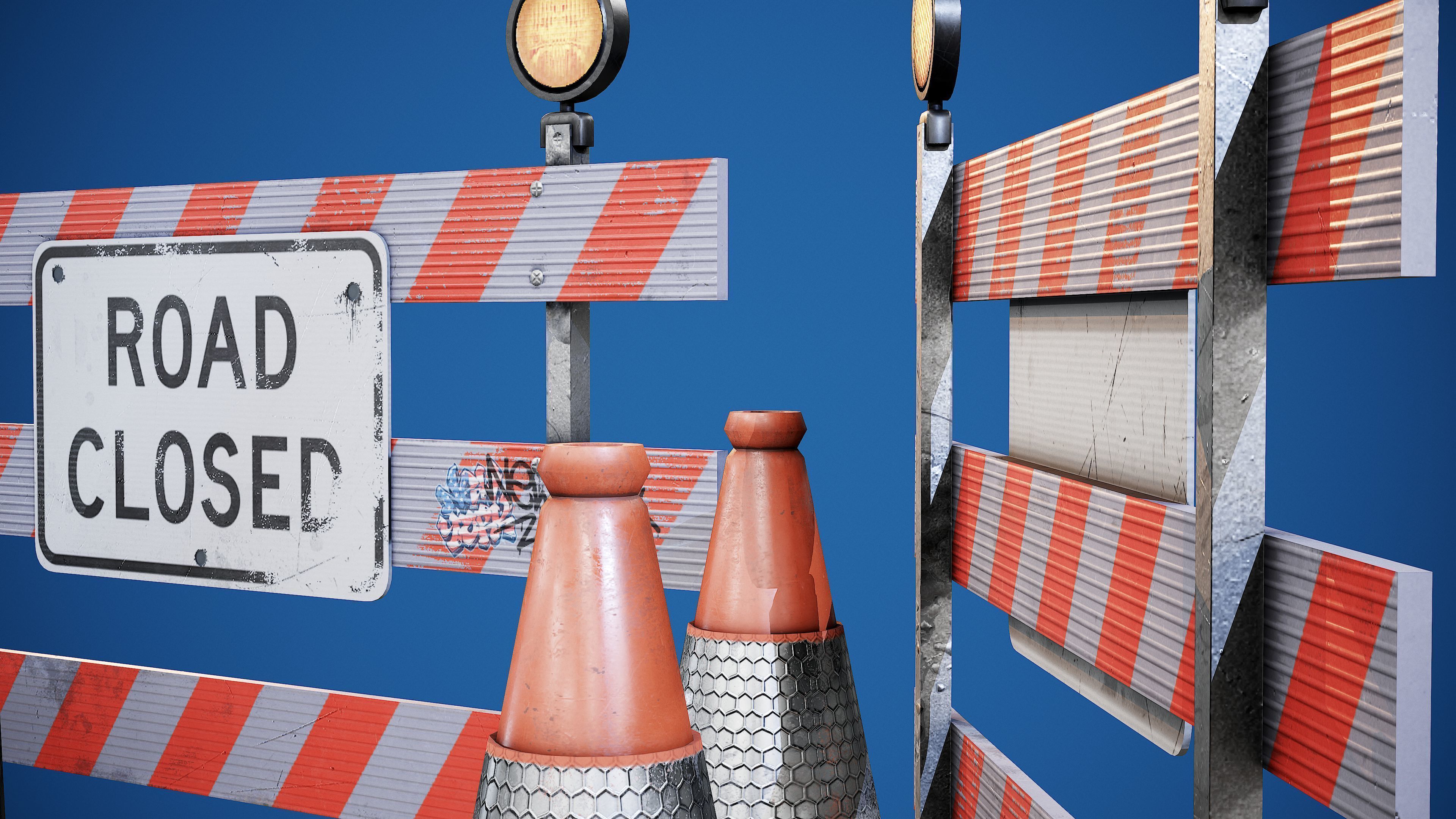 Traffic Barriers - PBR Game Ready Props Low-poly 3D model_4