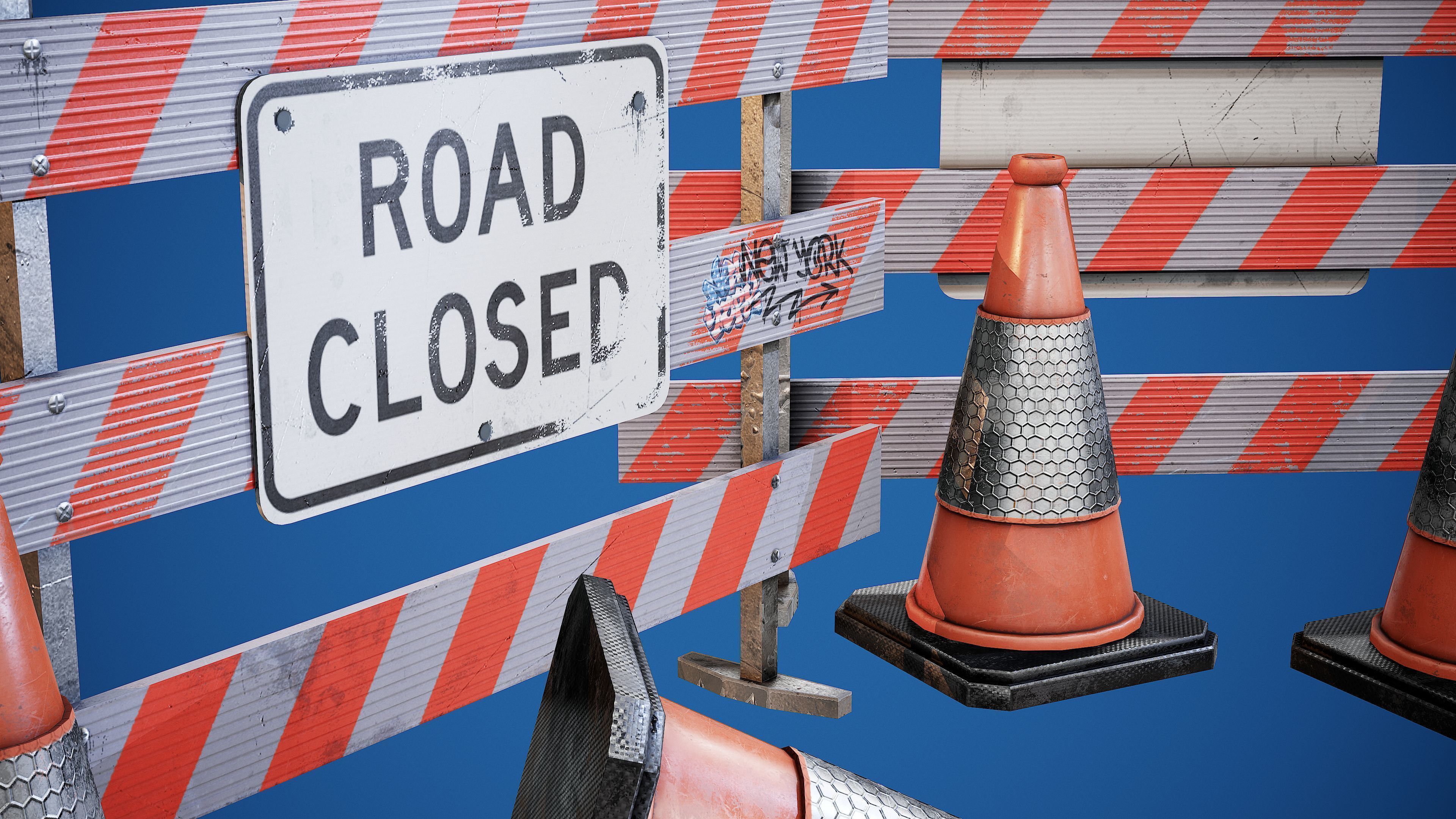 Traffic Barriers - PBR Game Ready Props Low-poly 3D model_1