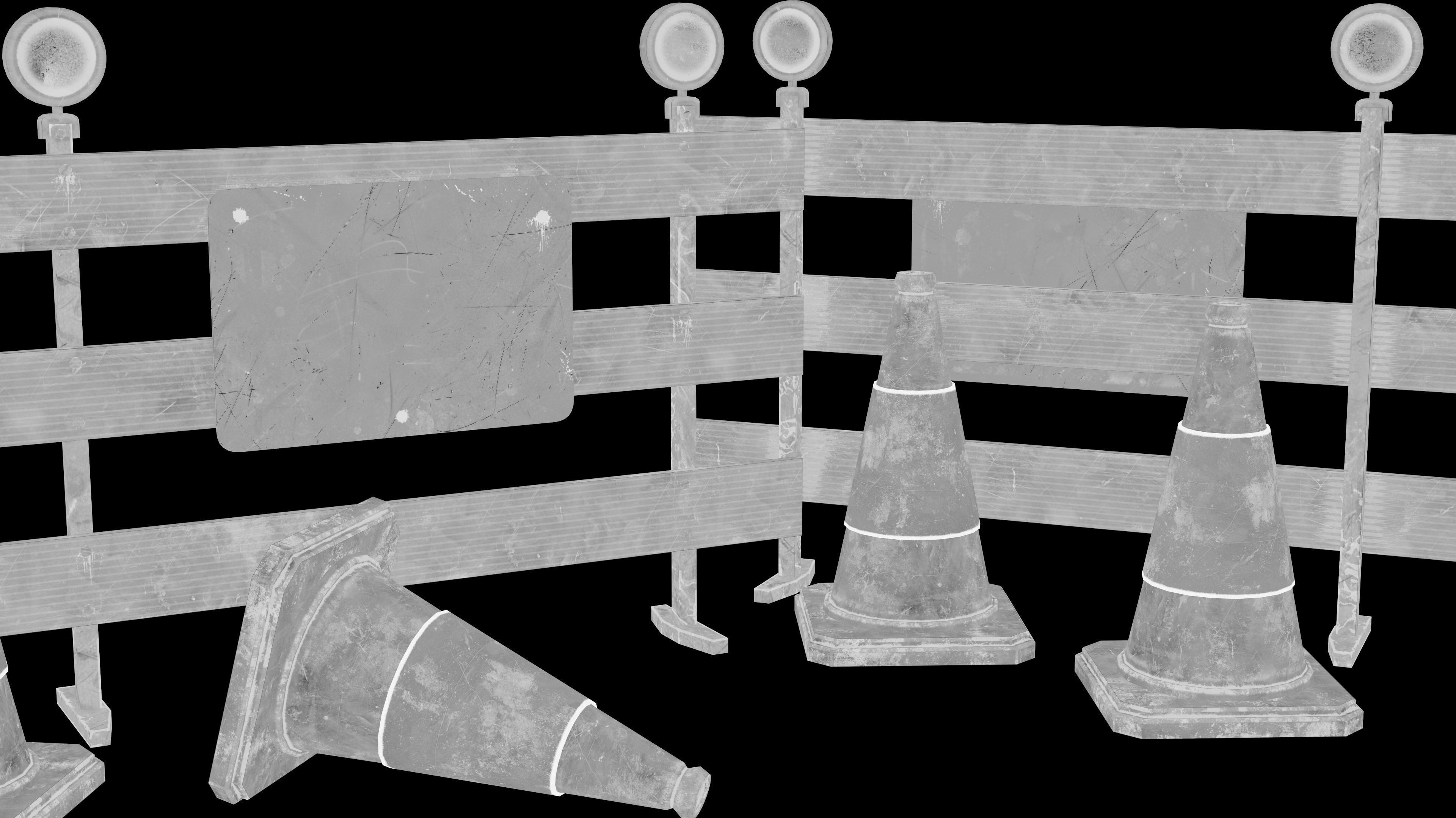 Traffic Barriers - PBR Game Ready Props Low-poly 3D model_5