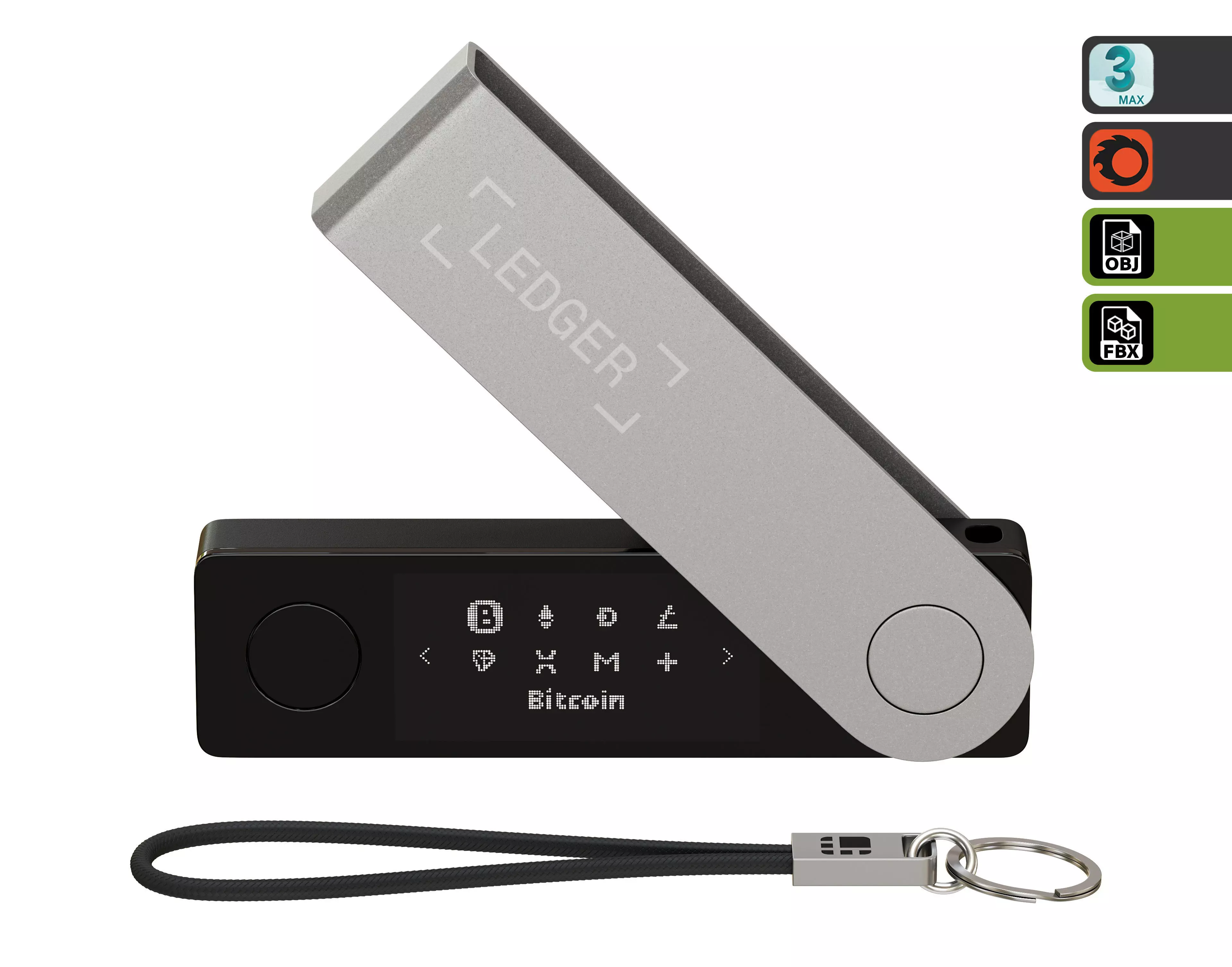 Ledger Nano-X - Crypto wallet Low-poly 3D model_0