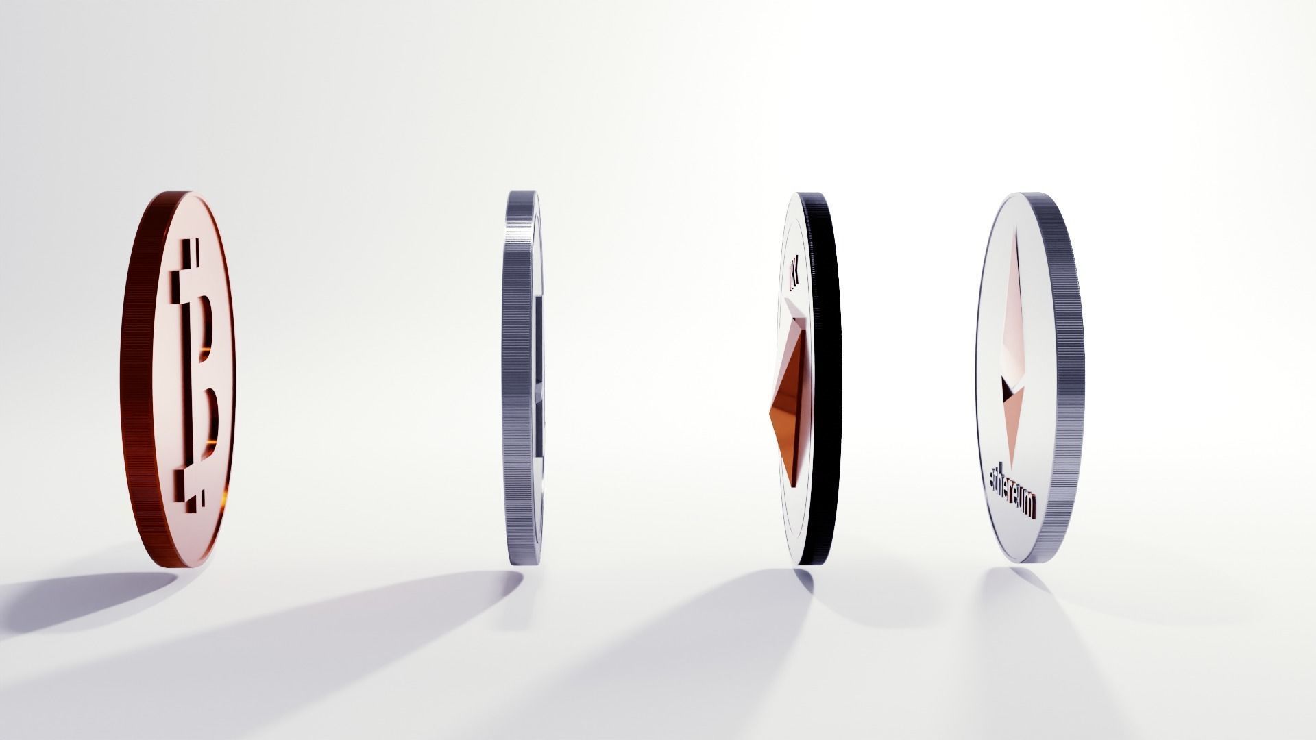 Set crypto currency  1 Bitcoin  2Tron 3Litecoin 4 Ethereum Free 3D model_1