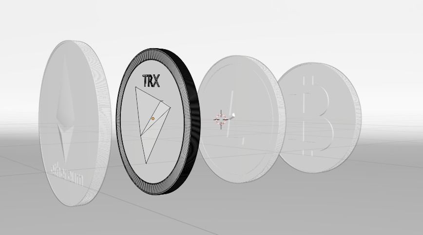 Set crypto currency  1 Bitcoin  2Tron 3Litecoin 4 Ethereum Free 3D model_3