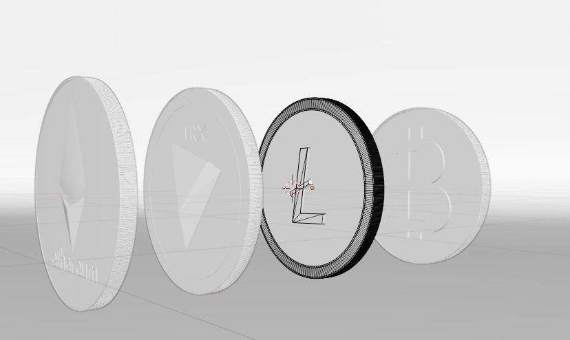 Set crypto currency  1 Bitcoin  2Tron 3Litecoin 4 Ethereum Free 3D model_4