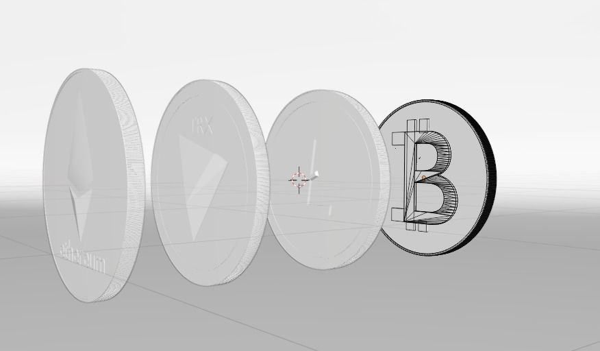 Set crypto currency  1 Bitcoin  2Tron 3Litecoin 4 Ethereum Free 3D model_5