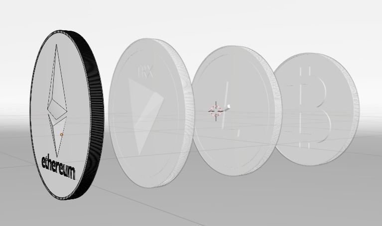 Set crypto currency  1 Bitcoin  2Tron 3Litecoin 4 Ethereum Free 3D model_2