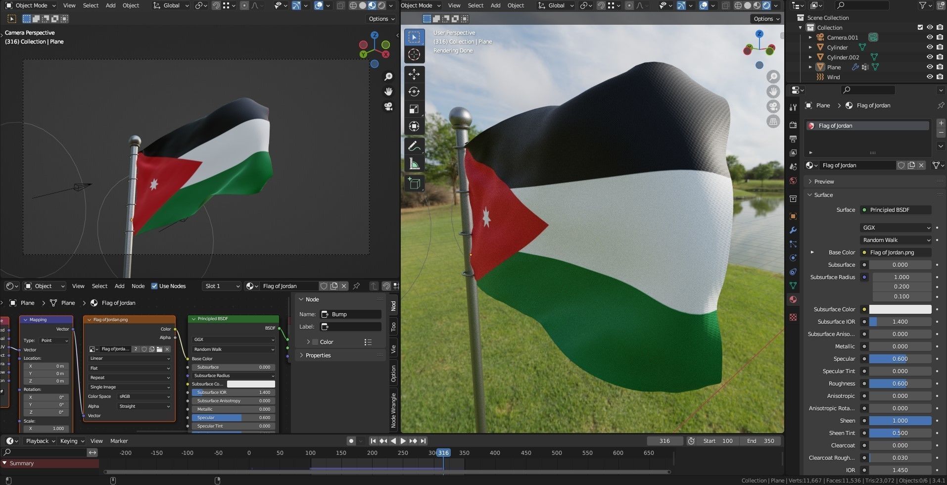 Animated Jordan Flags  3D model_3