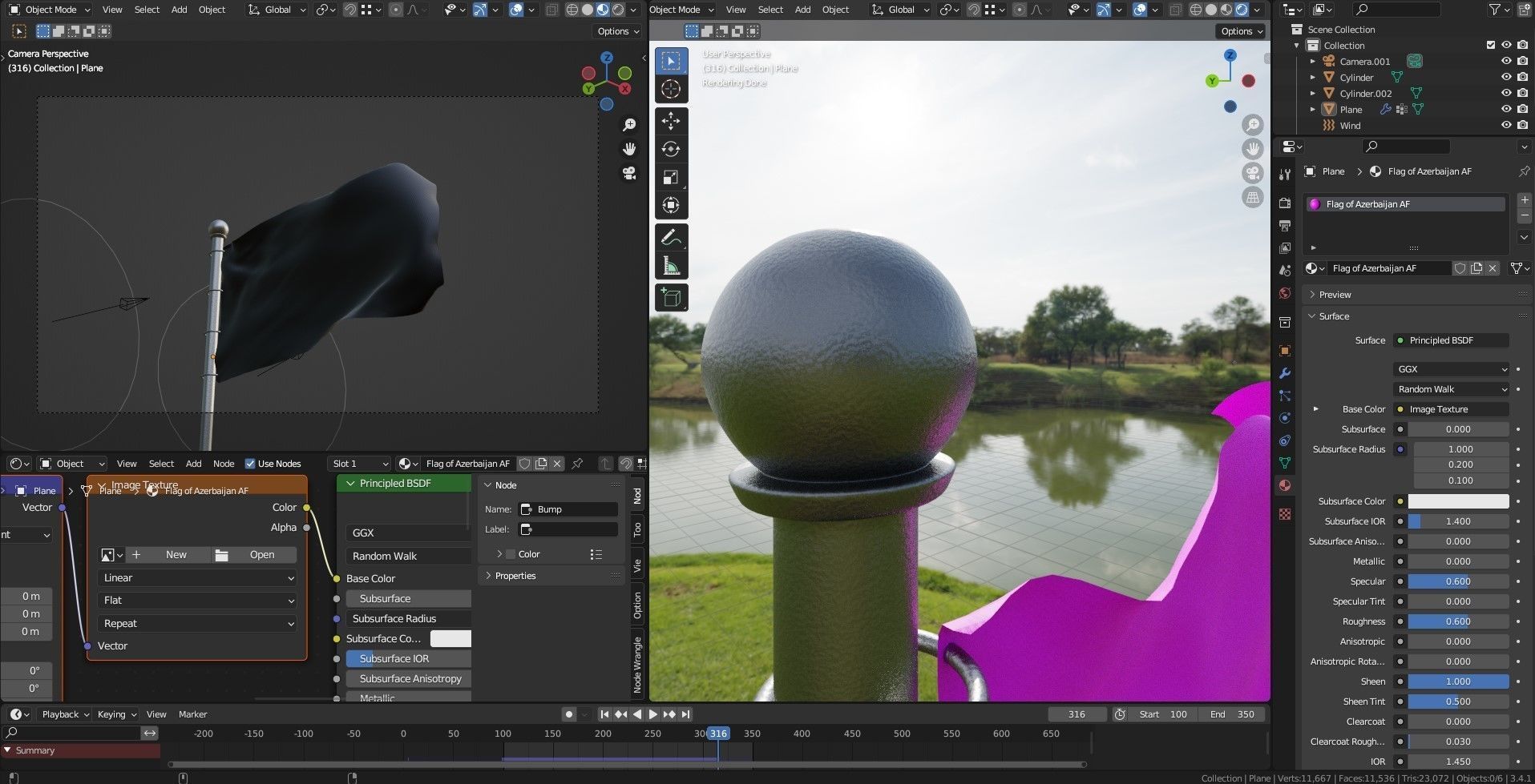 Animated Jordan Flags  3D model_8