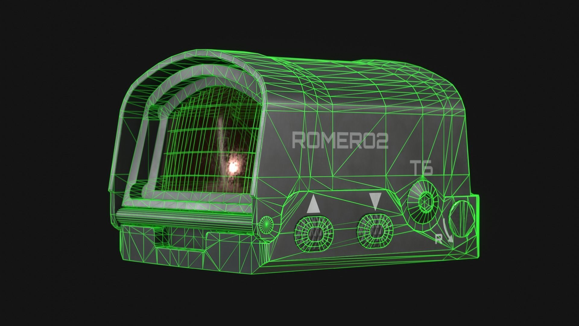 SIG Romeo2 Red Dot Optic Sight Attachment - Game Asset Low-poly 3D model_8
