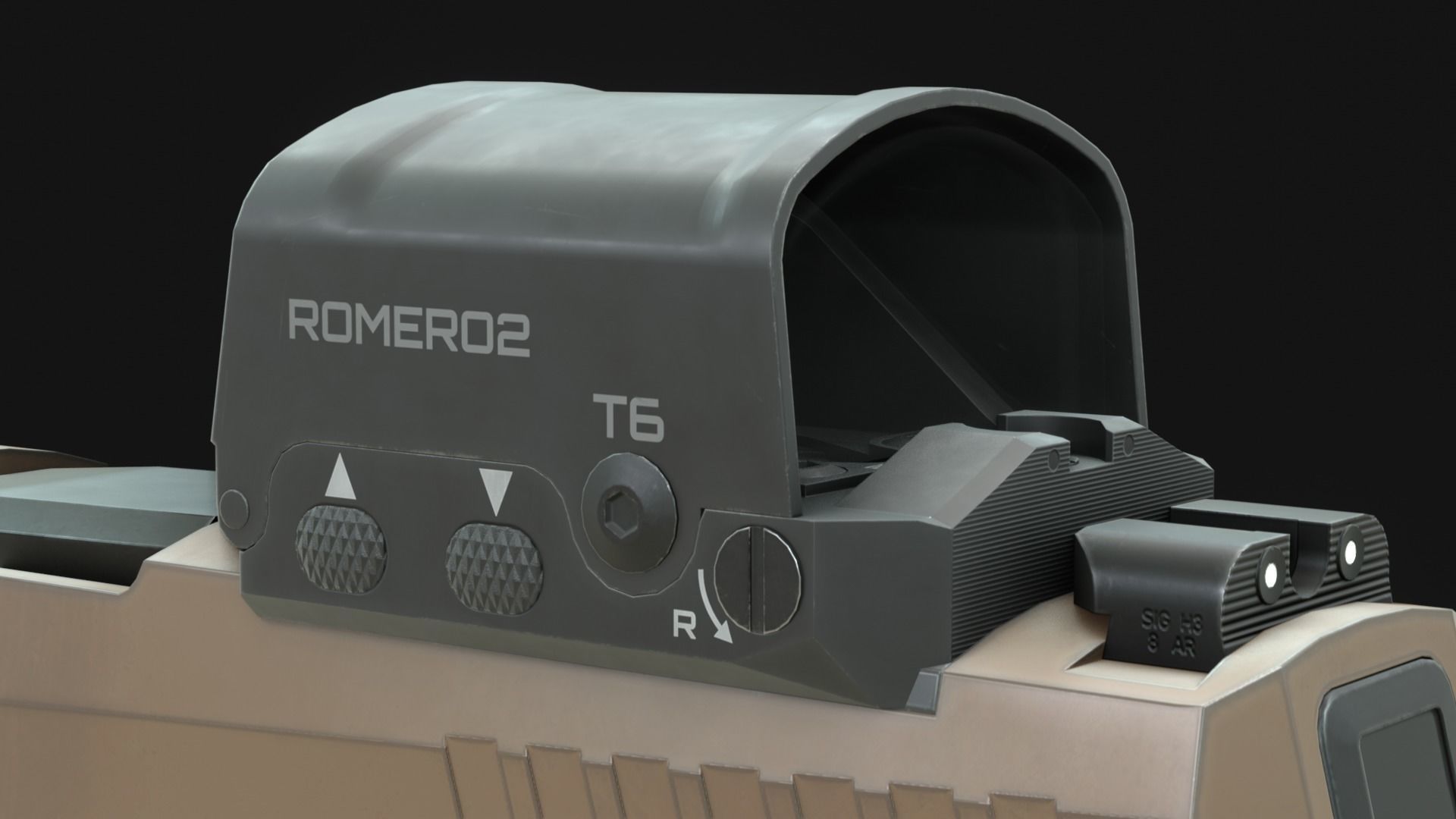 SIG Romeo2 Red Dot Optic Sight Attachment - Game Asset Low-poly 3D model_5