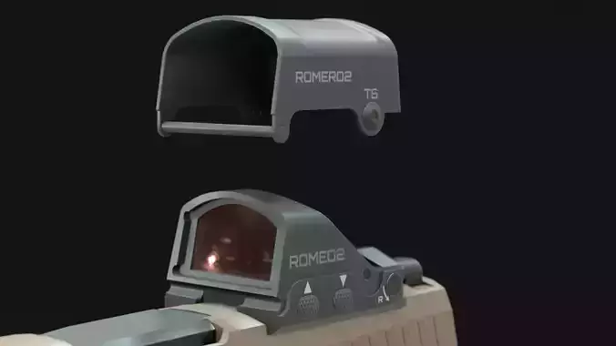 SIG Romeo2 Red Dot Optic Sight Attachment - Game Asset Low-poly 3D model