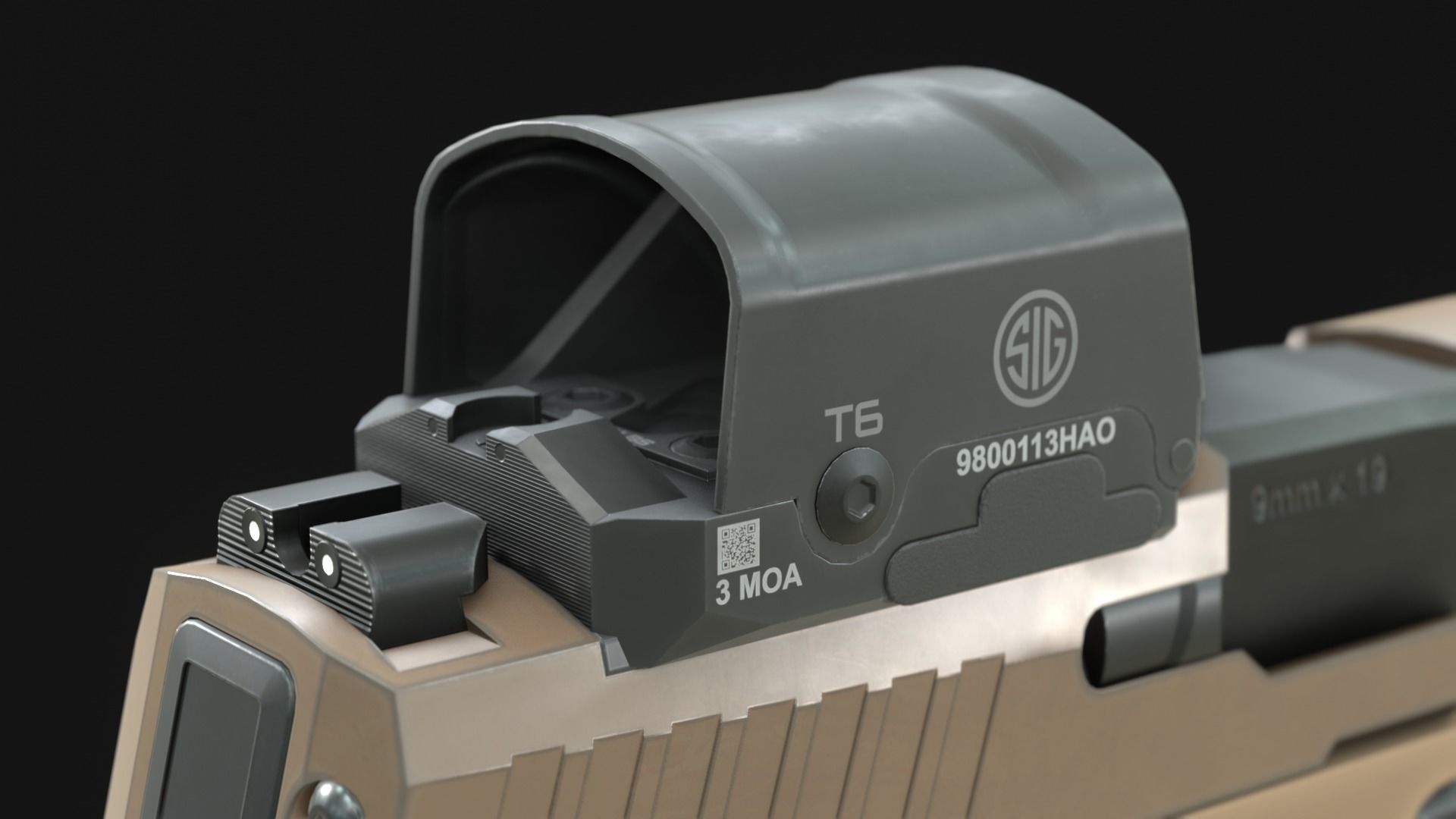 SIG Romeo2 Red Dot Optic Sight Attachment - Game Asset Low-poly 3D model_3