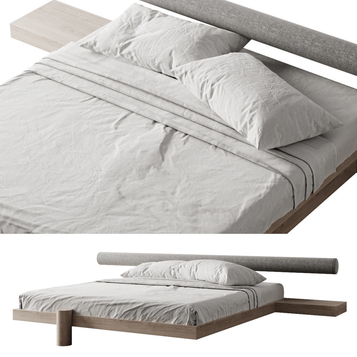 Bed 3 with headboard and footboard 3D model_1