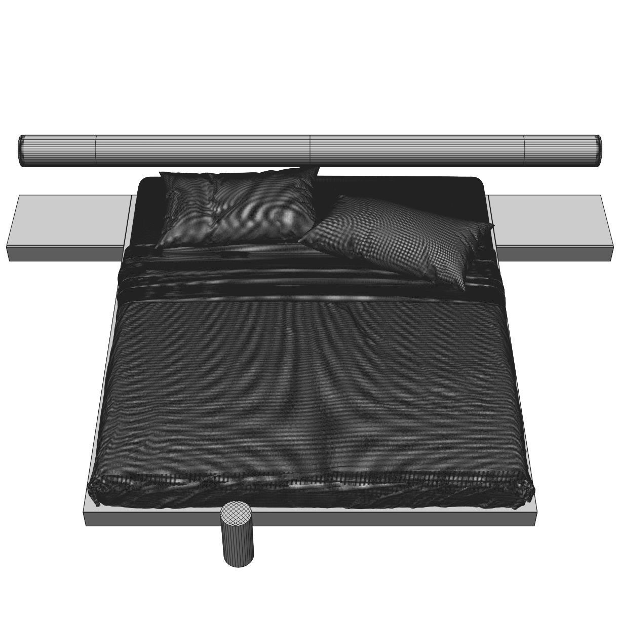 Bed 3 with headboard and footboard 3D model_4