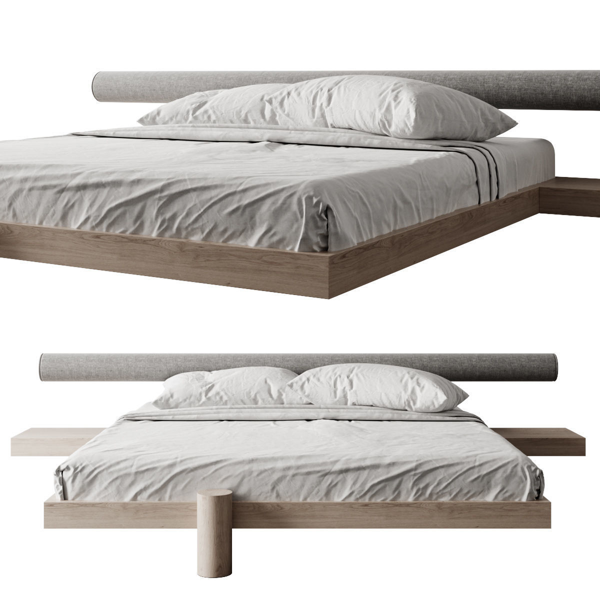 Bed 3 with headboard and footboard 3D model_2