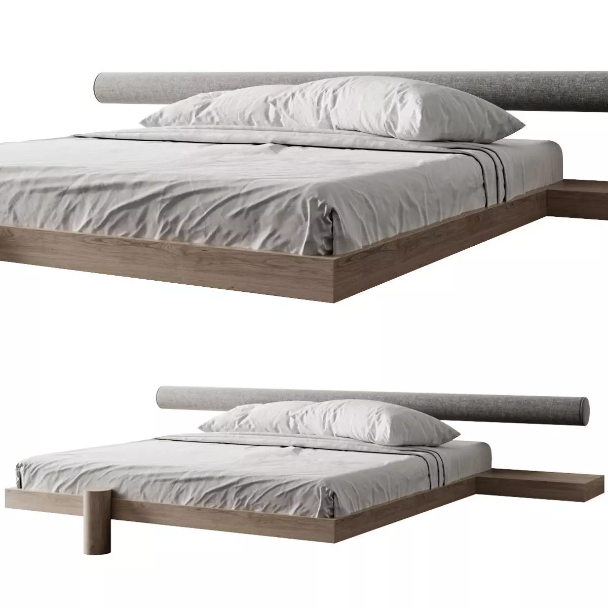 Bed 3 with headboard and footboard 3D model_0