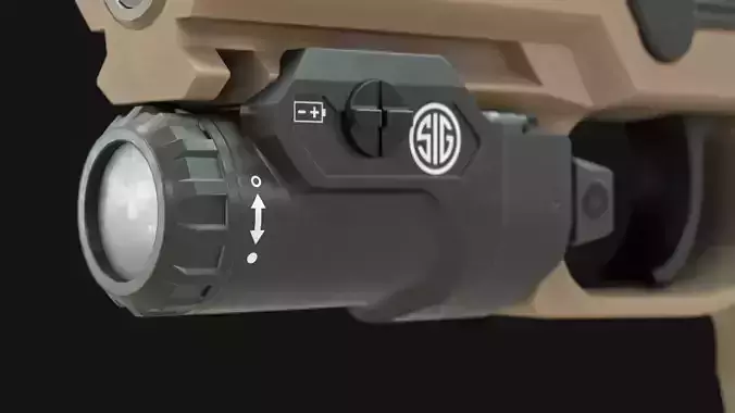 SIG Foxtrot2 Weapon Mounted Flashlight Attachment - Game Asset Low-poly 3D model