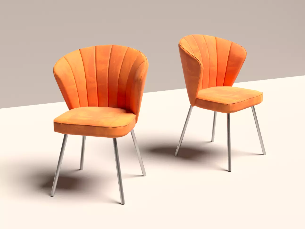 Chair pair of orange chairs Free 3D model
