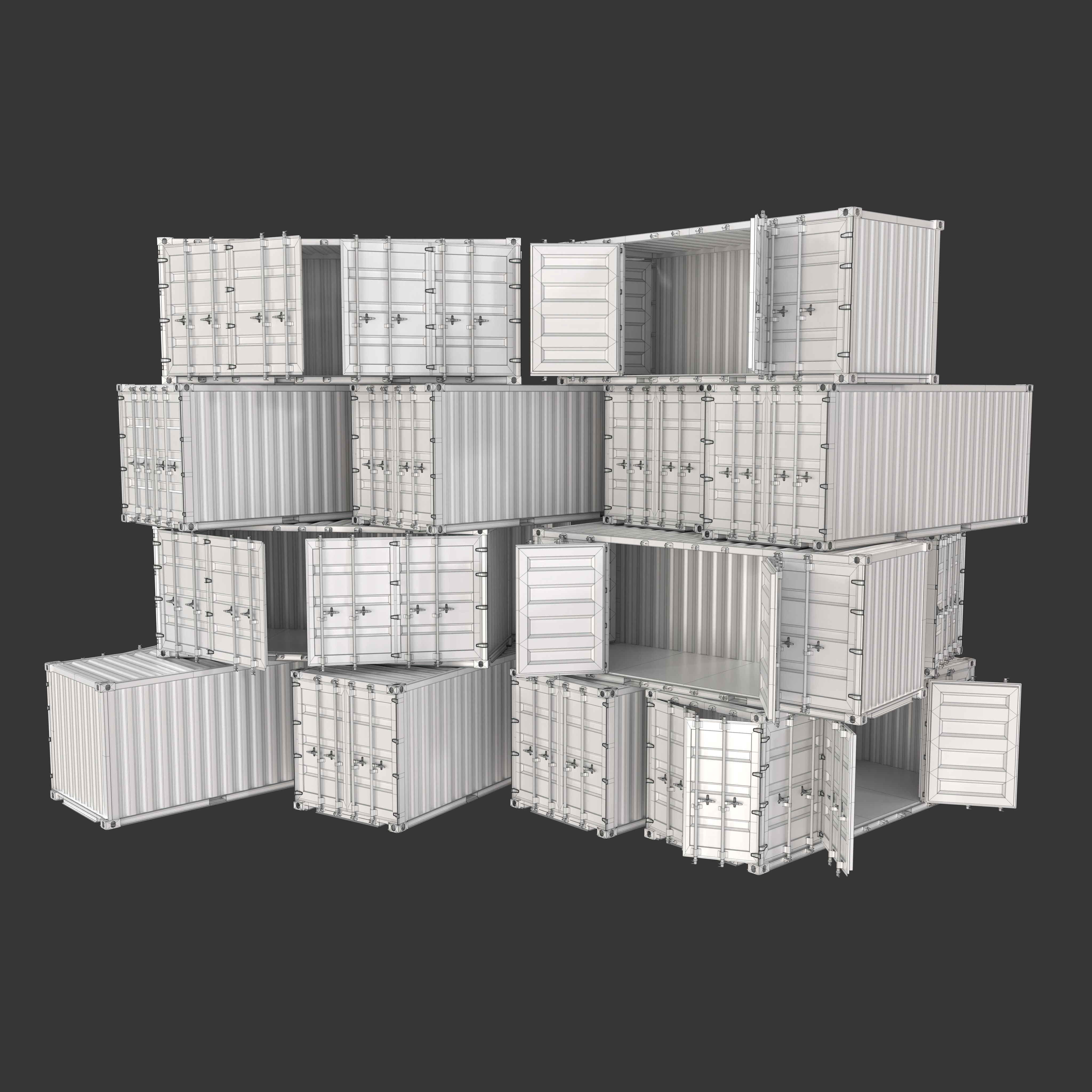 20 Ft Old and New Container Collection Low-poly 3D model_15