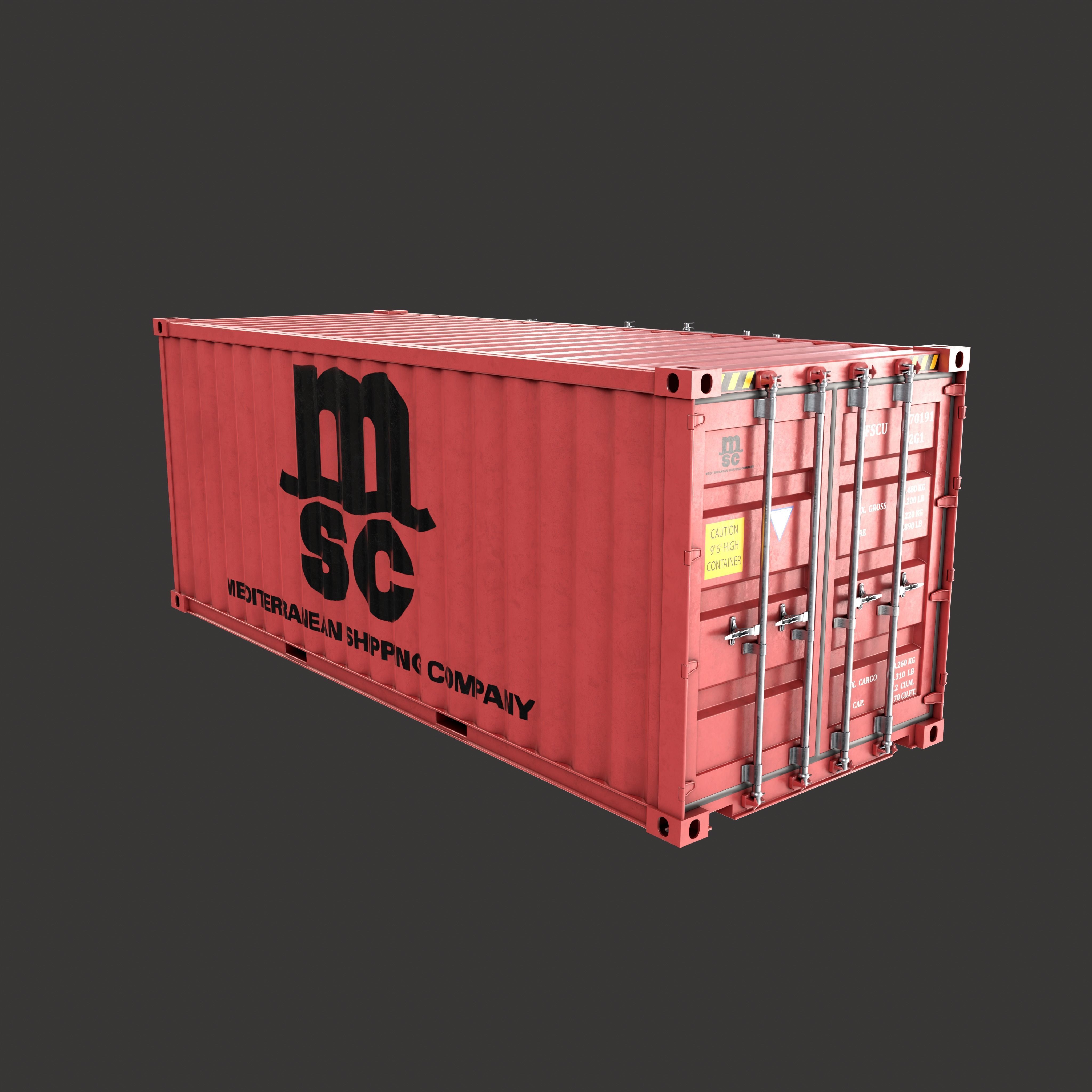 20 Ft Old and New Container Collection Low-poly 3D model_12