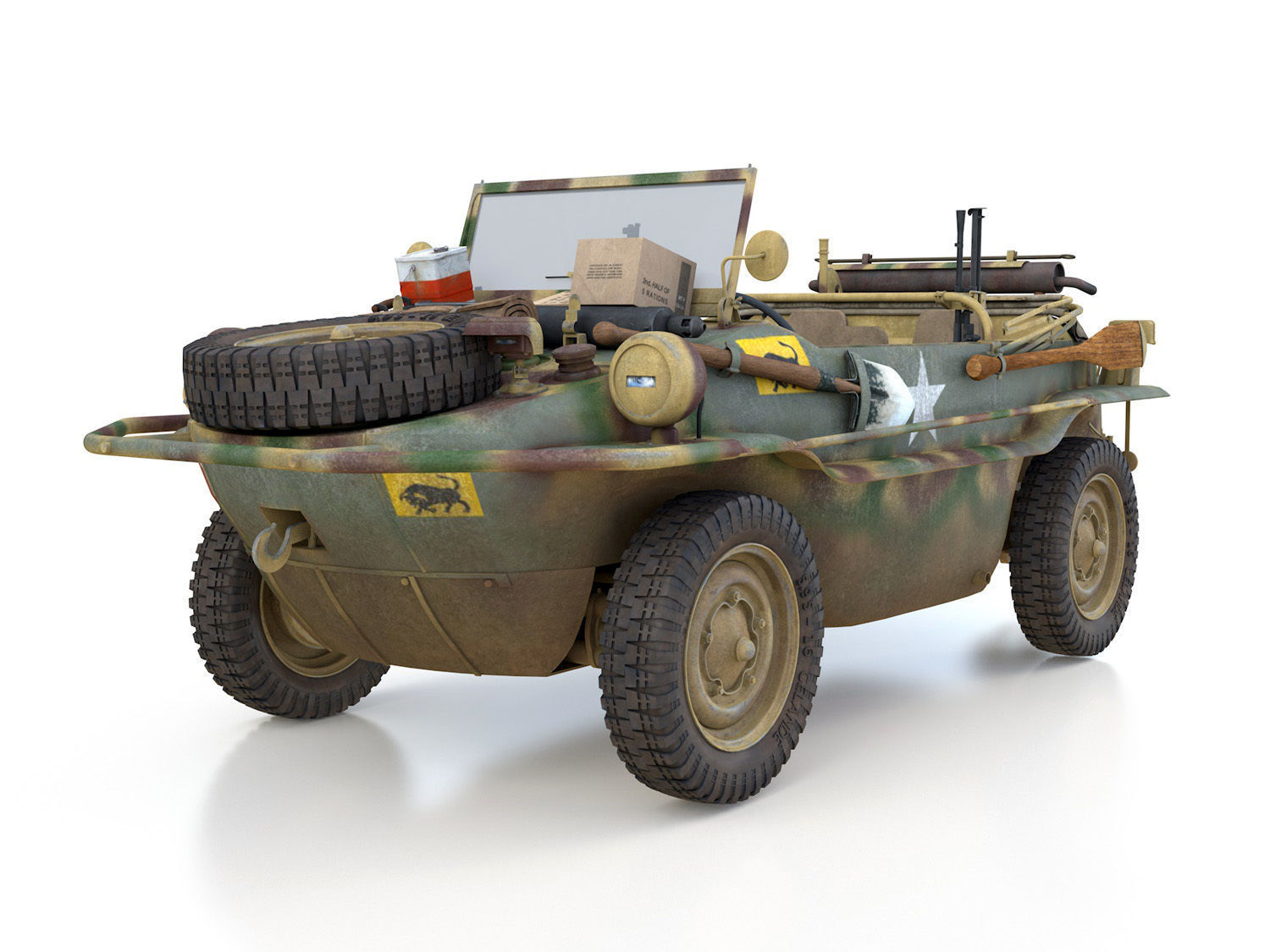 VW - Typ 166 - Schwimmwagen - 23 Hussars  3D model_1