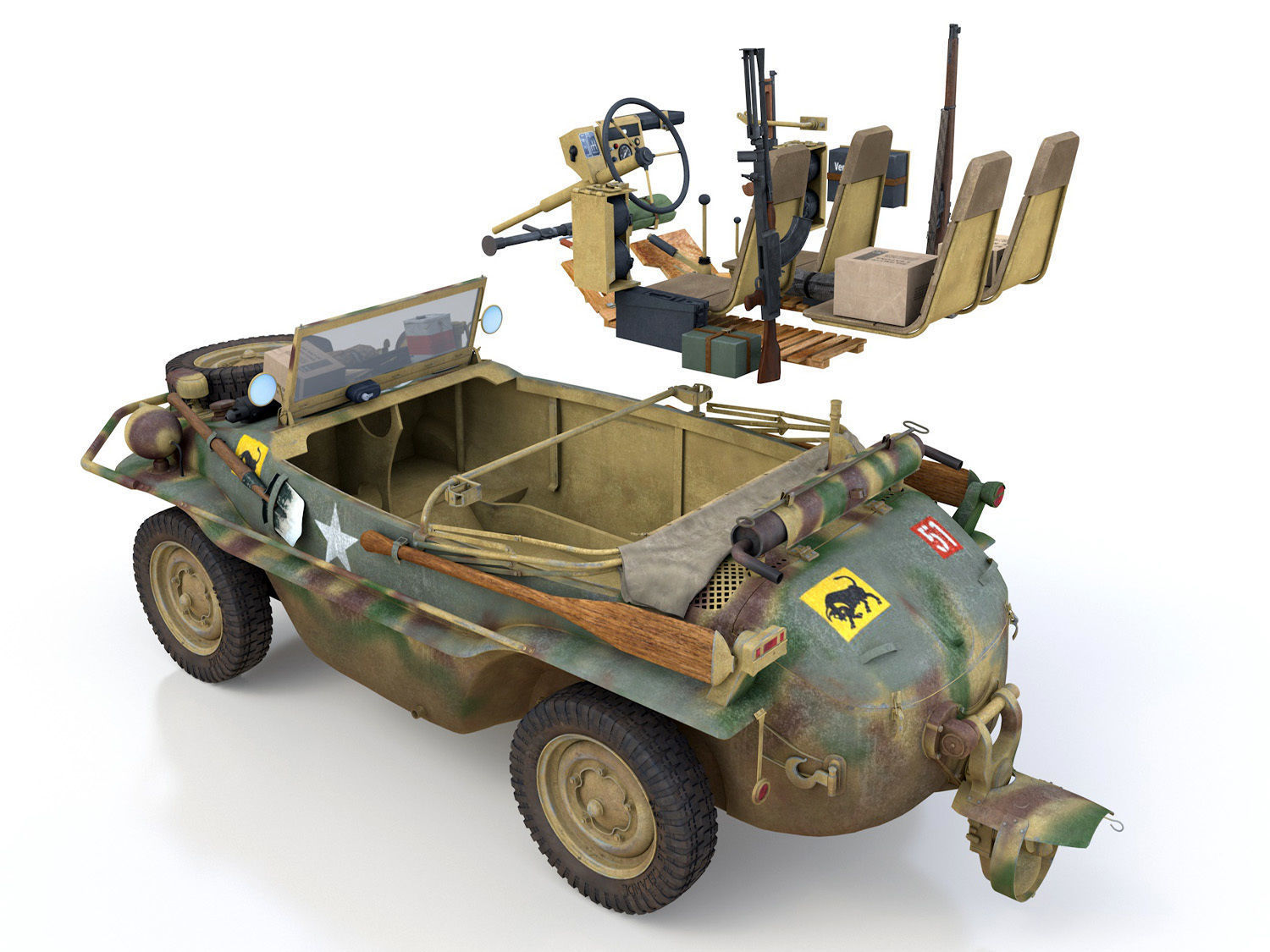 VW - Typ 166 - Schwimmwagen - 23 Hussars  3D model_16