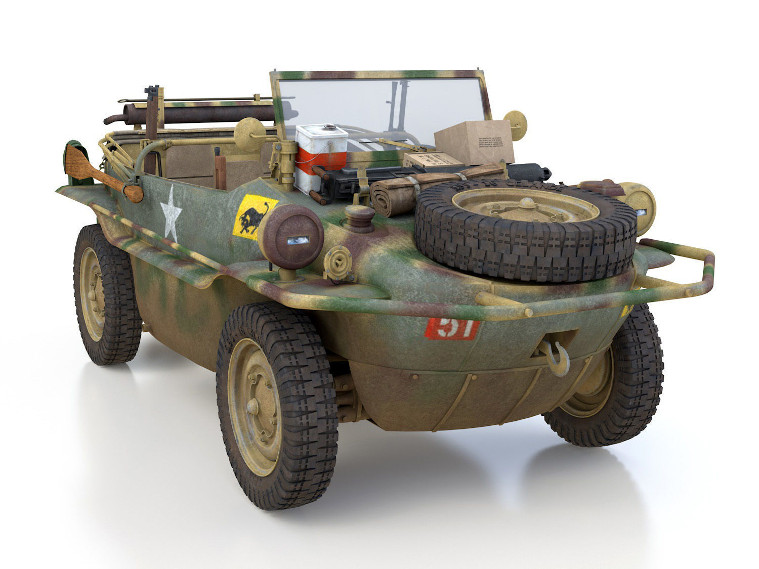 VW - Typ 166 - Schwimmwagen - 23 Hussars  3D model_9