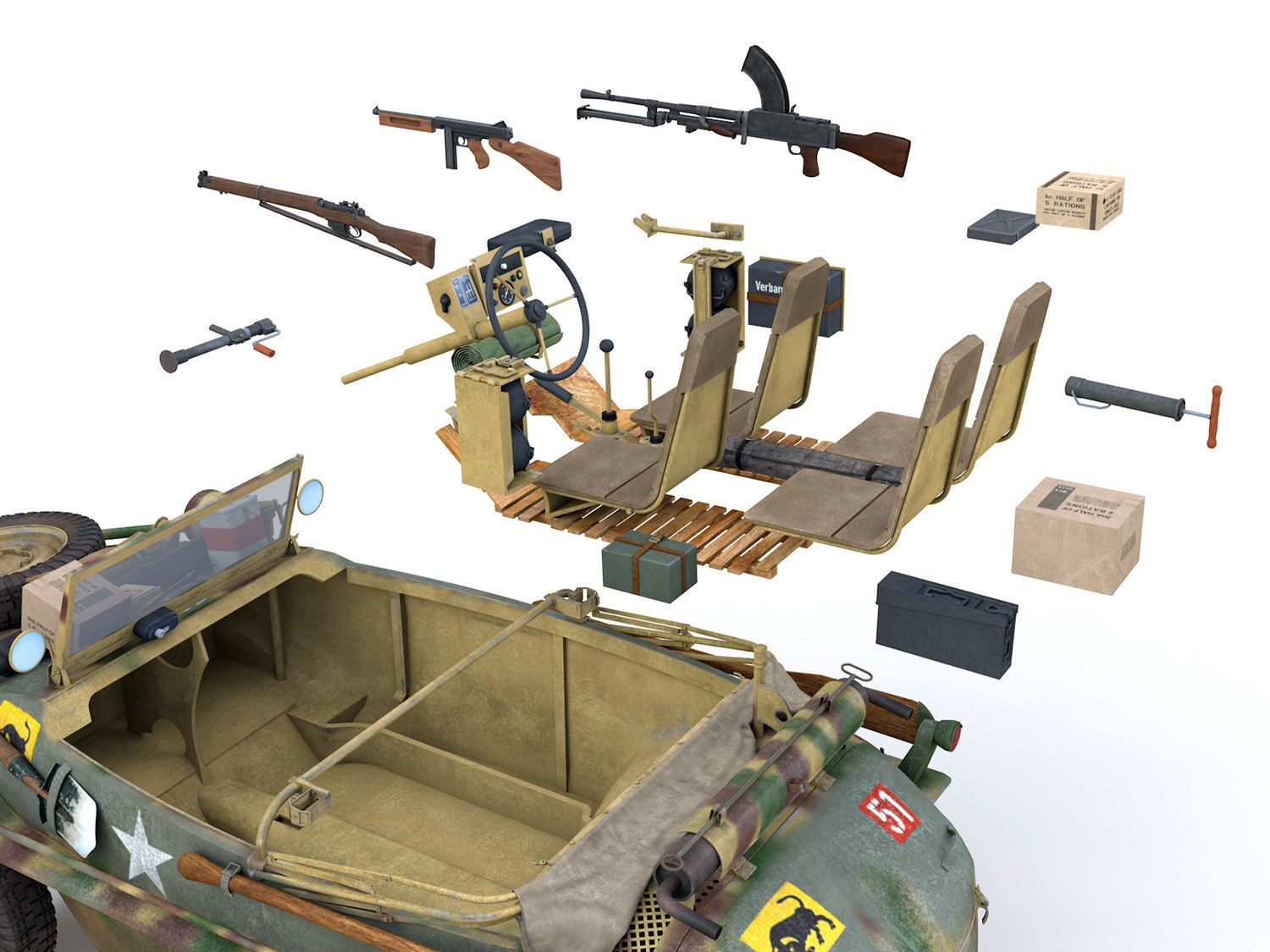 VW - Typ 166 - Schwimmwagen - 23 Hussars  3D model_17