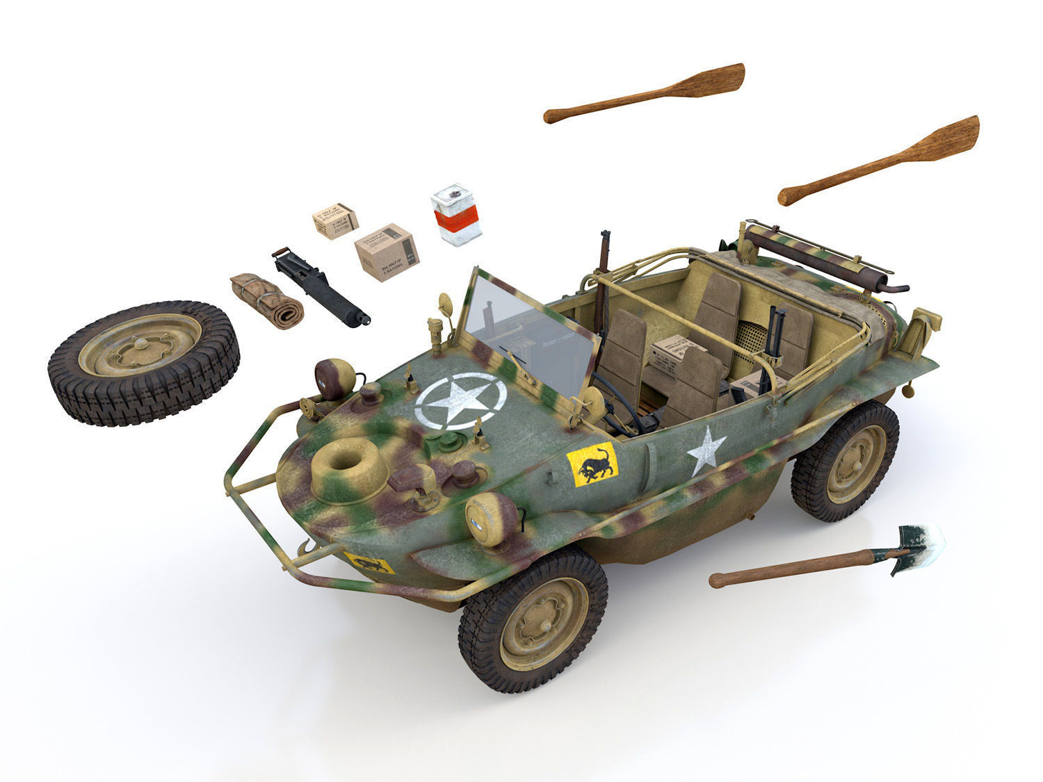VW - Typ 166 - Schwimmwagen - 23 Hussars  3D model_14
