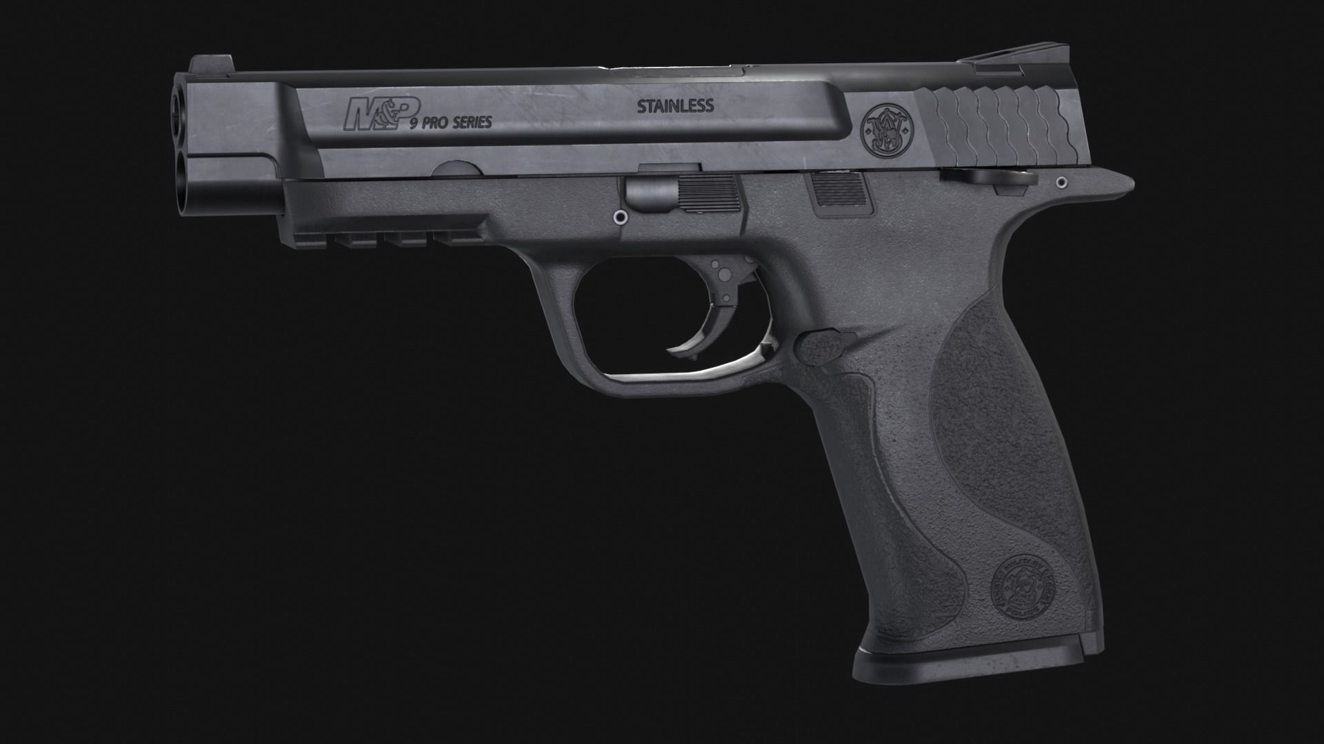 MP9 Pro Series Handgun plus Osprey Suppressor - Game Asset Low-poly 3D model_2