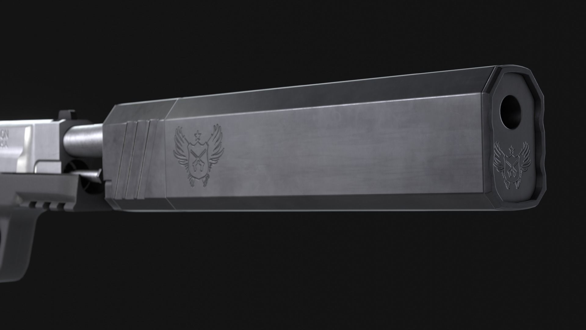 MP9 Pro Series Handgun plus Osprey Suppressor - Game Asset Low-poly 3D model_6