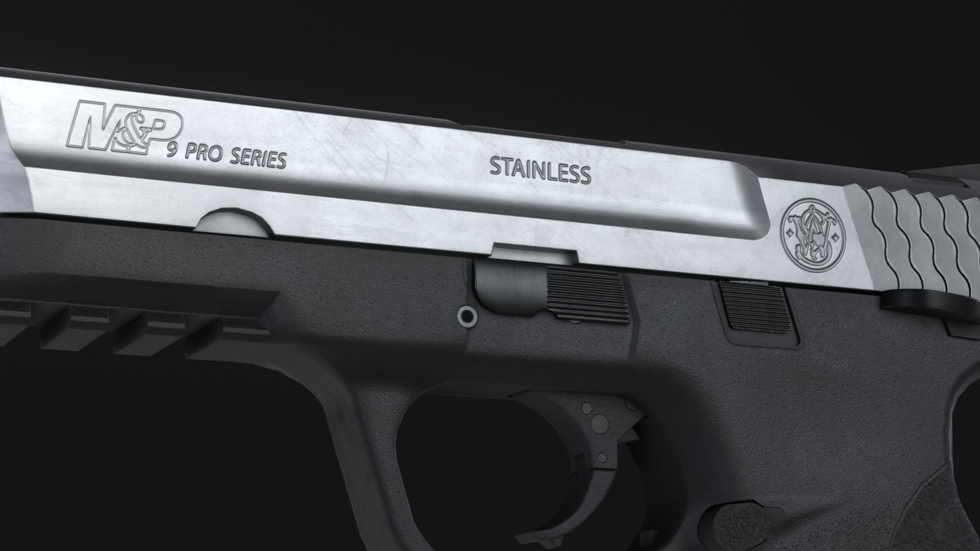 MP9 Pro Series Handgun plus Osprey Suppressor - Game Asset Low-poly 3D model_8