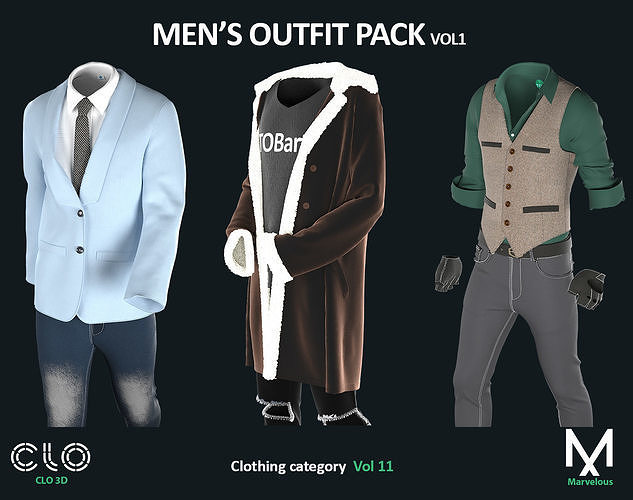 From Business to Casual  3D Models of Mens Clothing 3D model