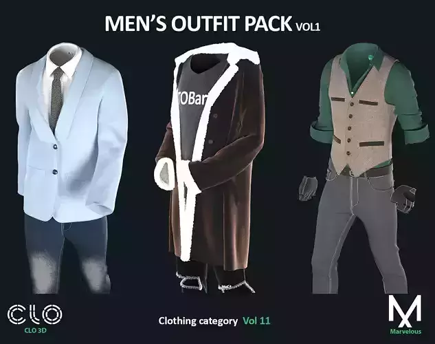 From Business to Casual  3D Models of Mens Clothing