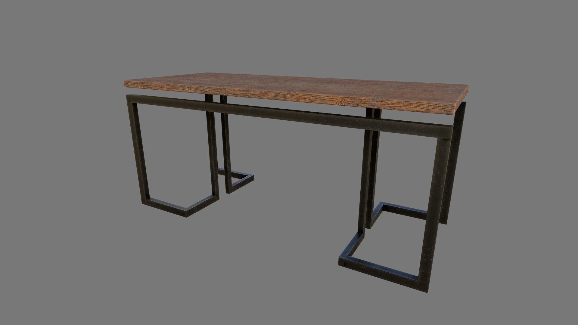 Wooden Table Low-poly 3D model_1