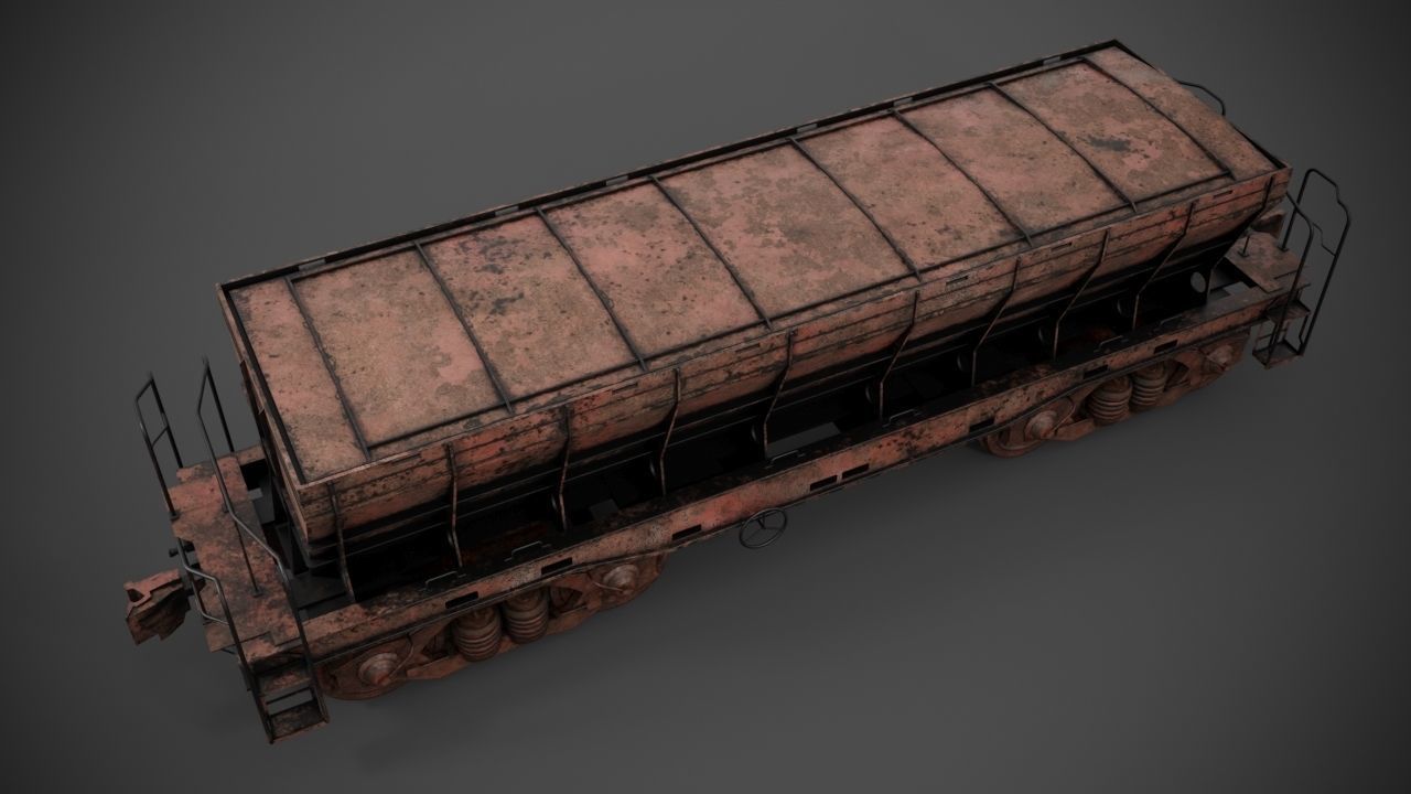 Railway cargo car 3D model_9