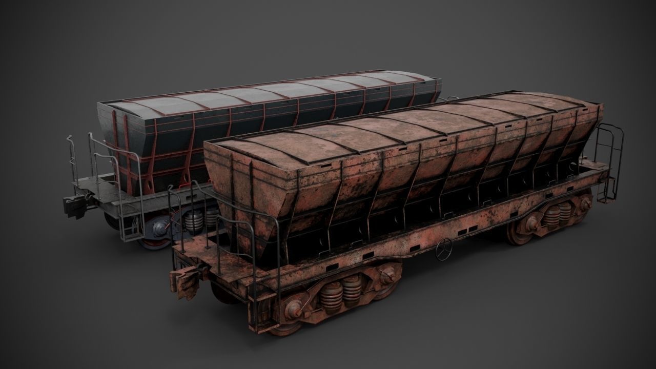 Railway cargo car 3D model_2