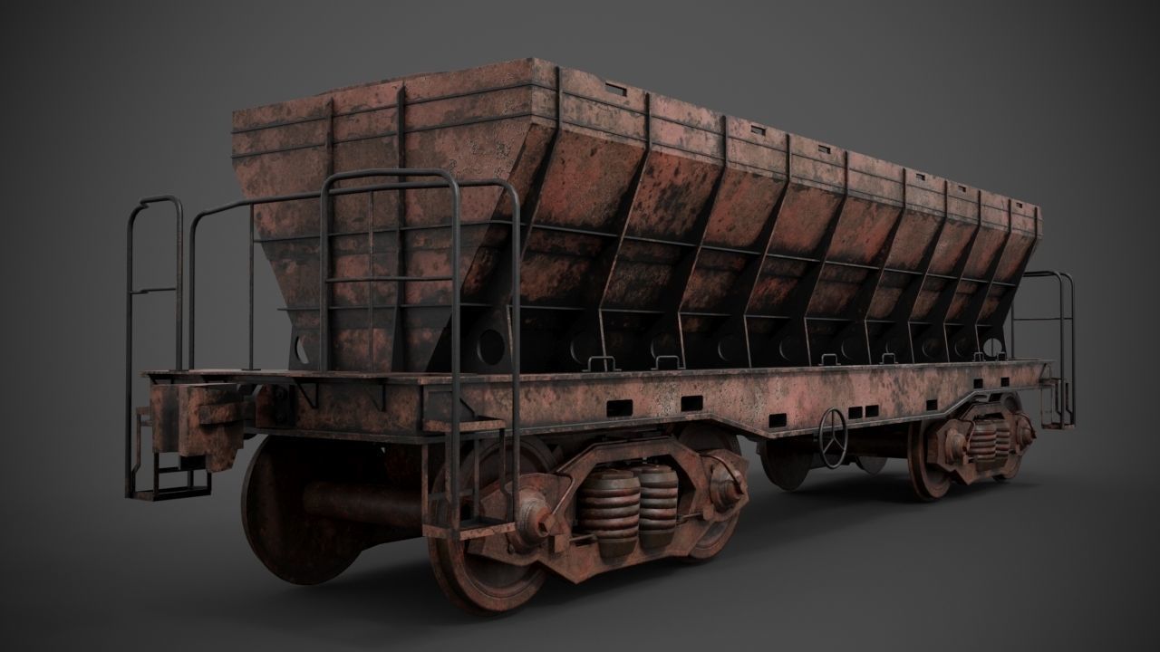 Railway cargo car 3D model_8