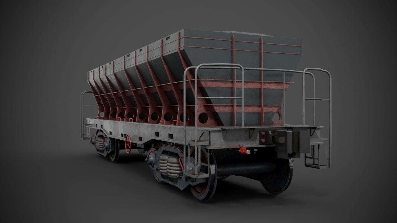 Railway cargo car 3D model_4