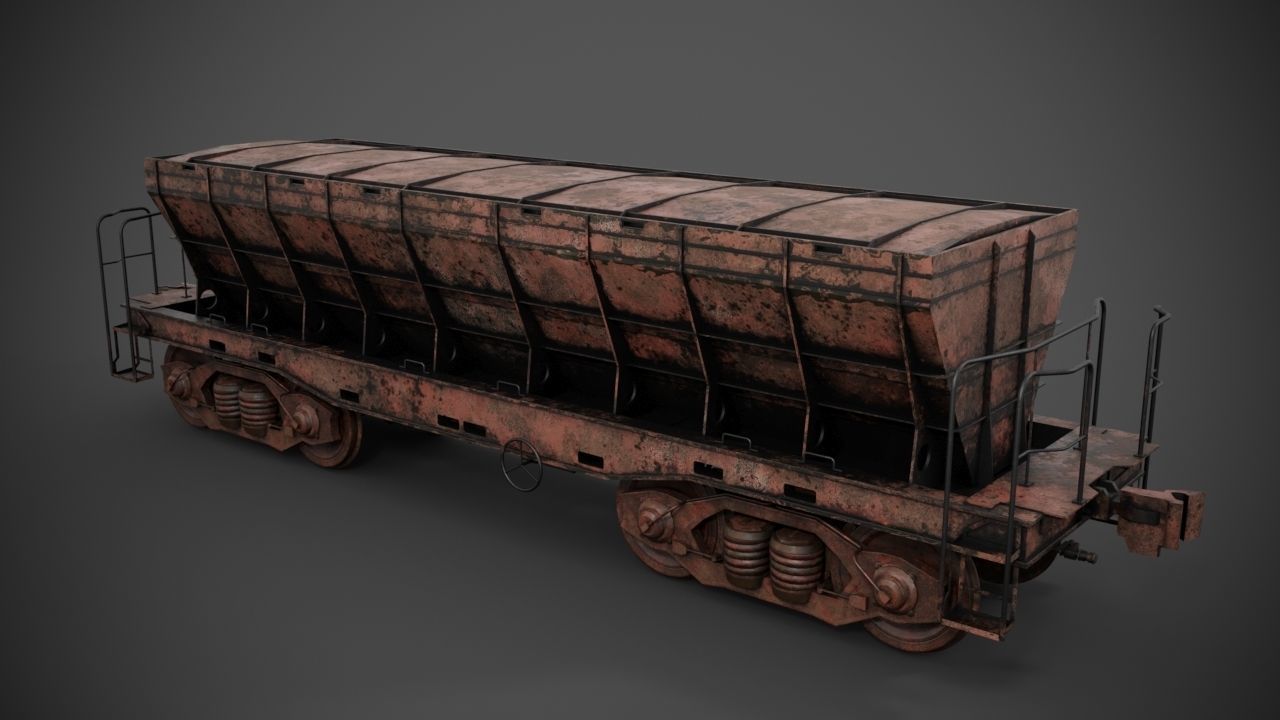 Railway cargo car 3D model_7