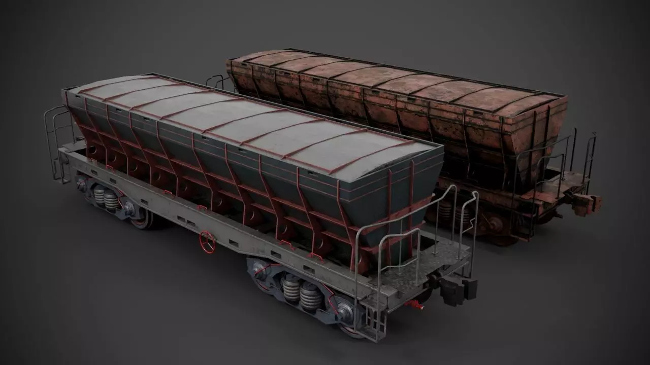 Railway cargo car 3D model_0