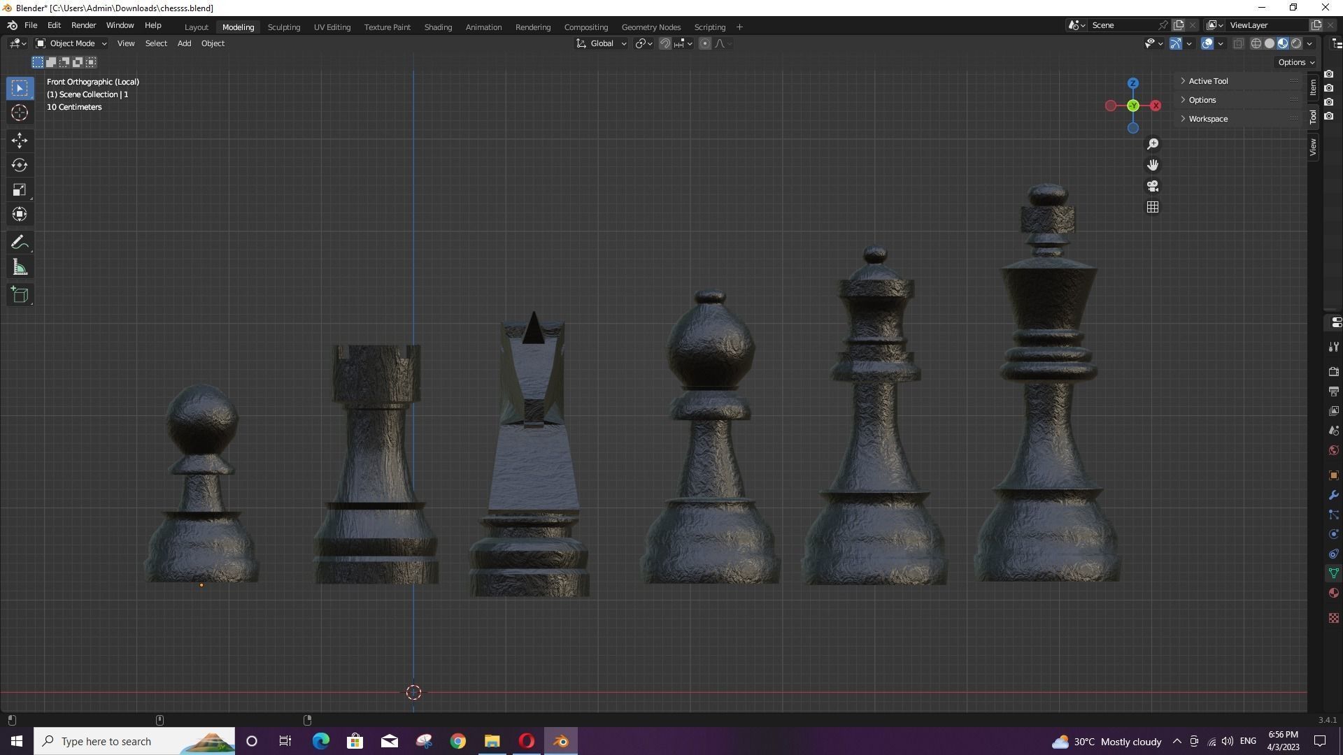 Chess set board with pieces Low-poly 3D model_3