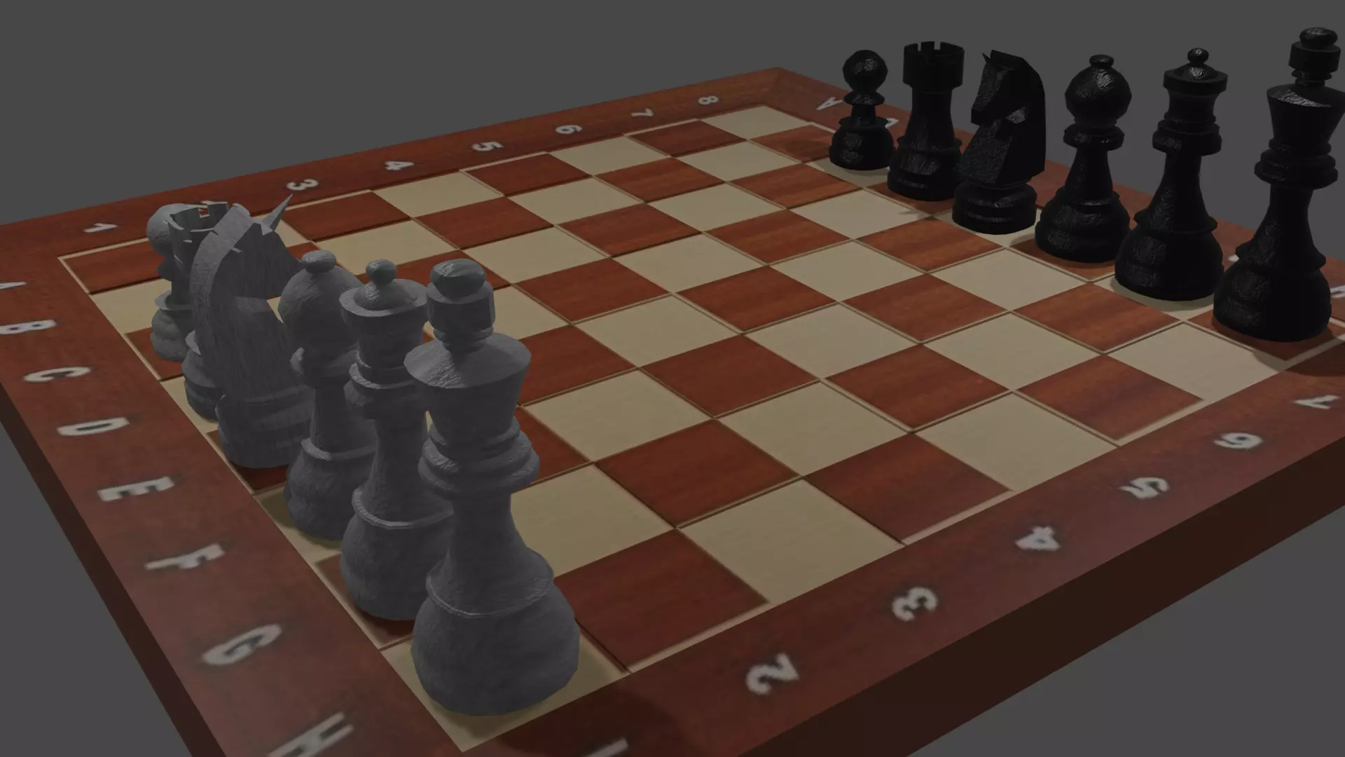 Chess set board with pieces Low-poly 3D model_0
